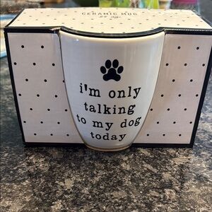 Ceramic Mug with Black Paw Print and Text